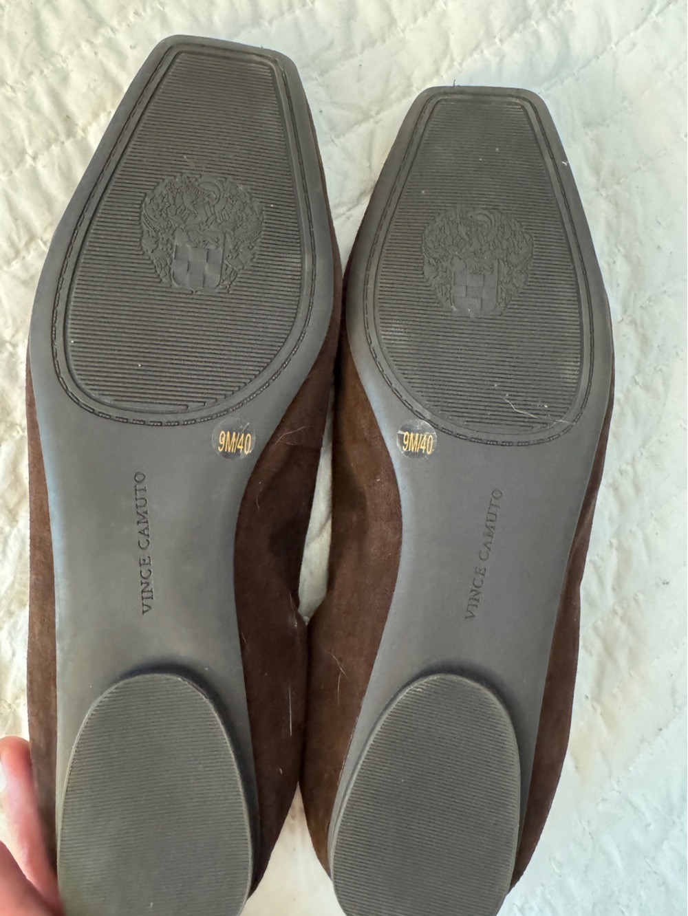Vince Camuto Dark Brown Suede Ballet Flats with Bow & Bead Accents - Picture 3 of 3